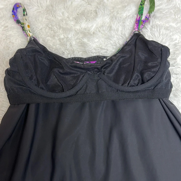 Floral Tankini Top with Adjustable Straps Opens in Front and Back Sz 14 - Picture 4 of 8